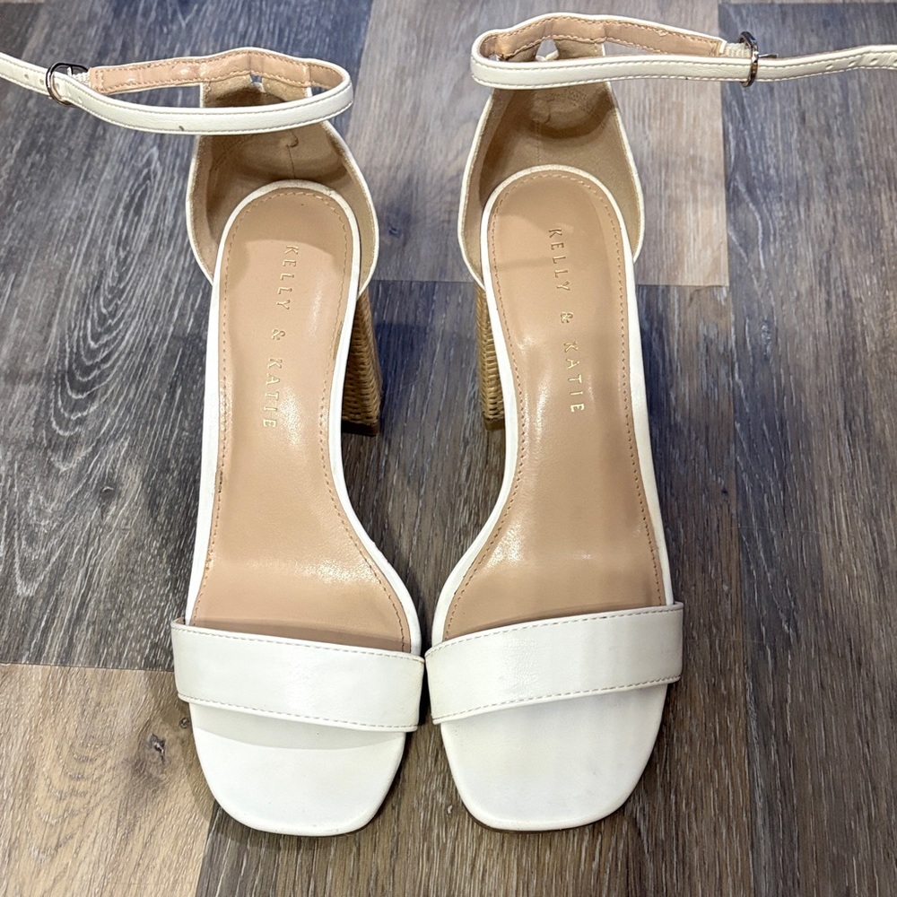 Kelly & Katie Cream Ankle-Strap Block Heel Sandals - Picture 3 of 5